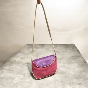 Vintage leather  Pink and Purple handbag Barbie vibes